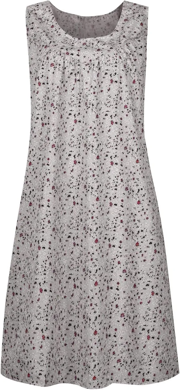 Sun Dresses Women Tank Top Dress Casual Summer Vacation Dress Short Dress Sleeveless Fashion Floral Dress with Pockets