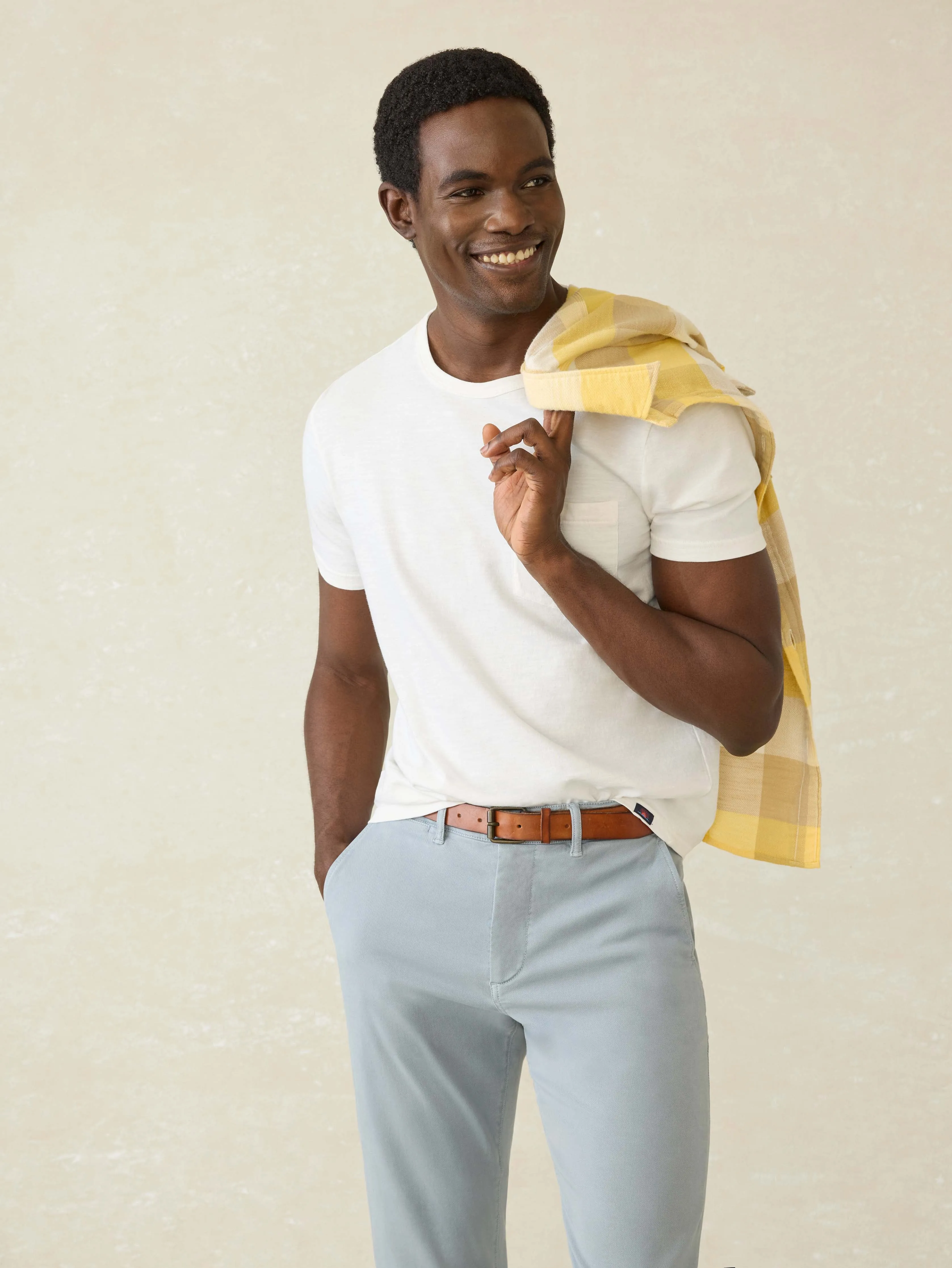 Sunwashed Regenerative Cotton Pocket Tee - White