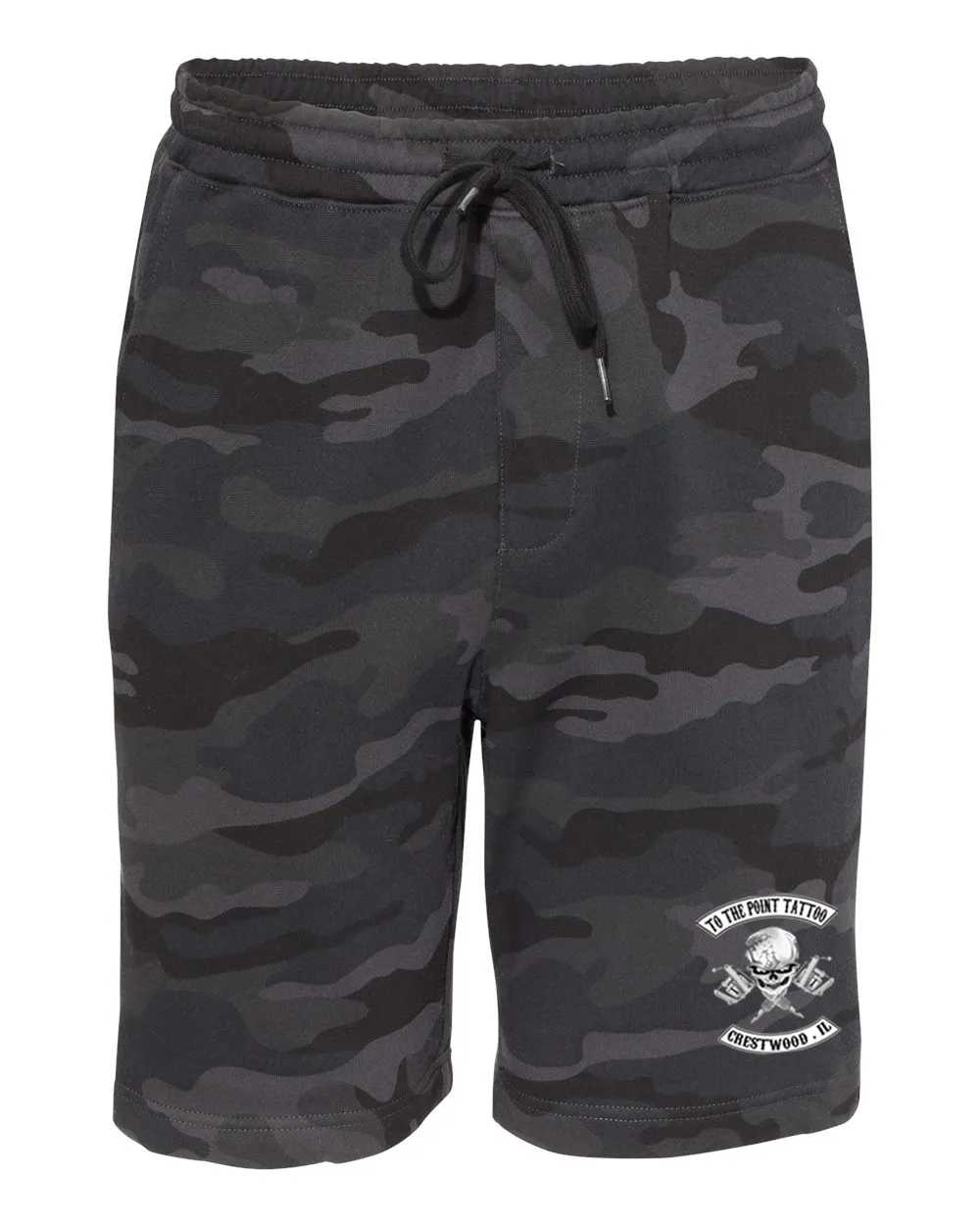 To The Point Tattoo "OG" Midweight Fleece Shorts w/Pockets - Black Camo