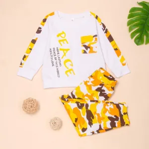 Toddler Boys Letter Printed Long Slever top & Pants Boy Wholesale Clothing
