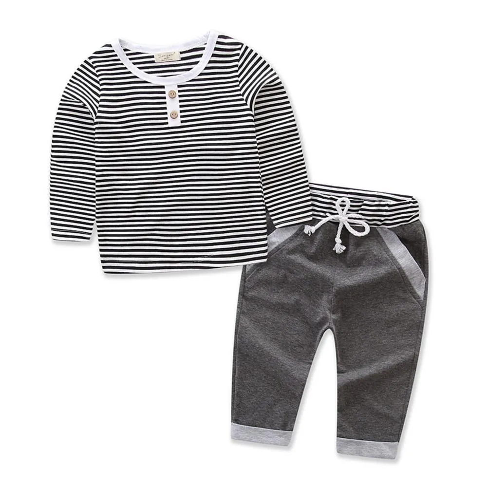 Toddler Boys Striped Long Sleeve Top & Pants Wholesale Childrens Clothing