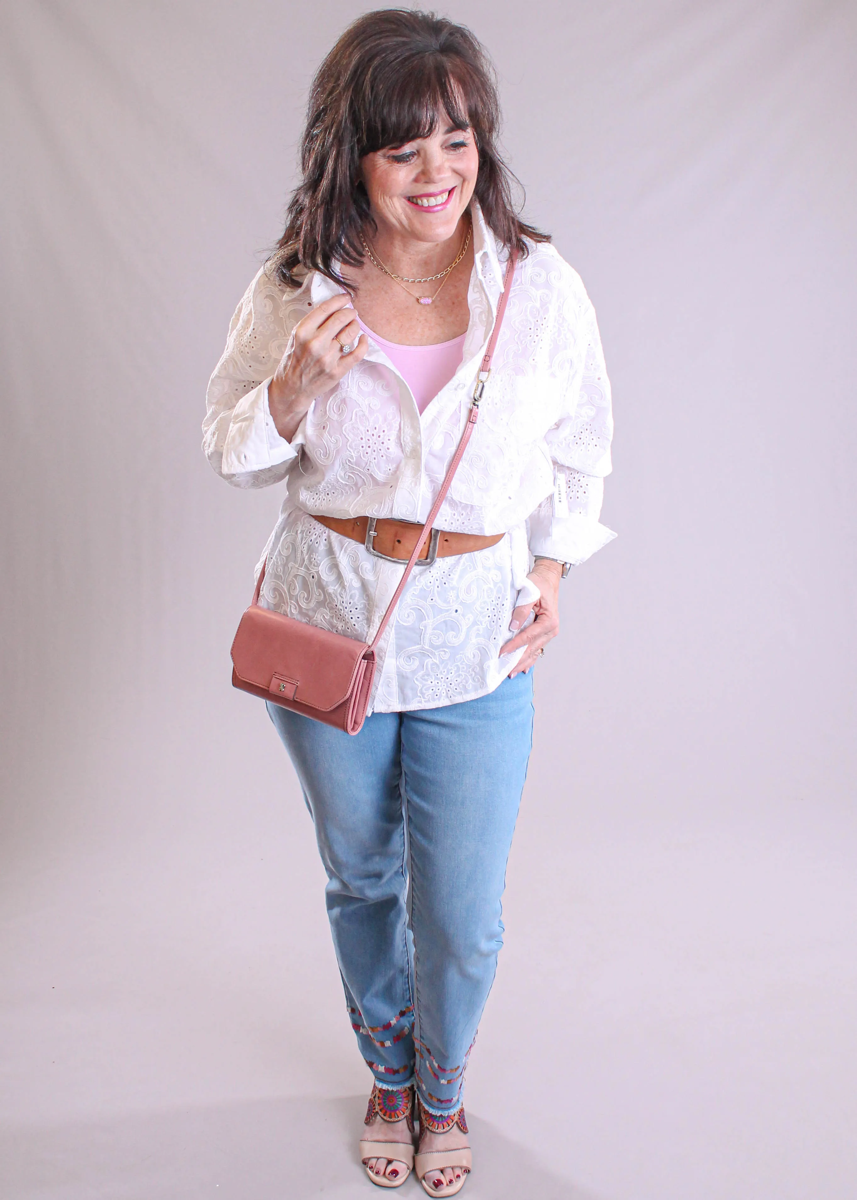 Tribal Sportswear Audrey Pull On Ankle Jean with Embroidery