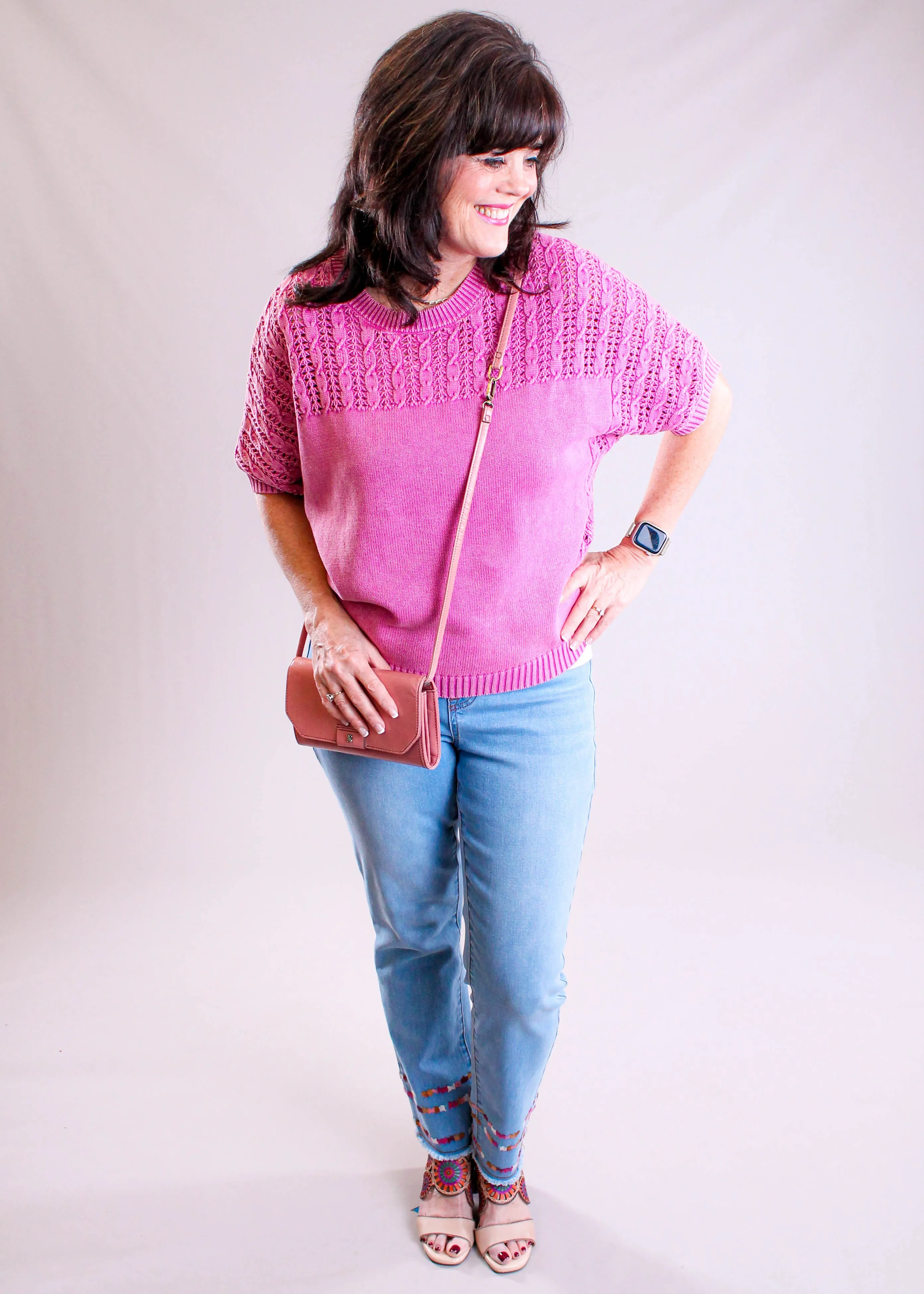 Tribal Sportswear Audrey Pull On Ankle Jean with Embroidery