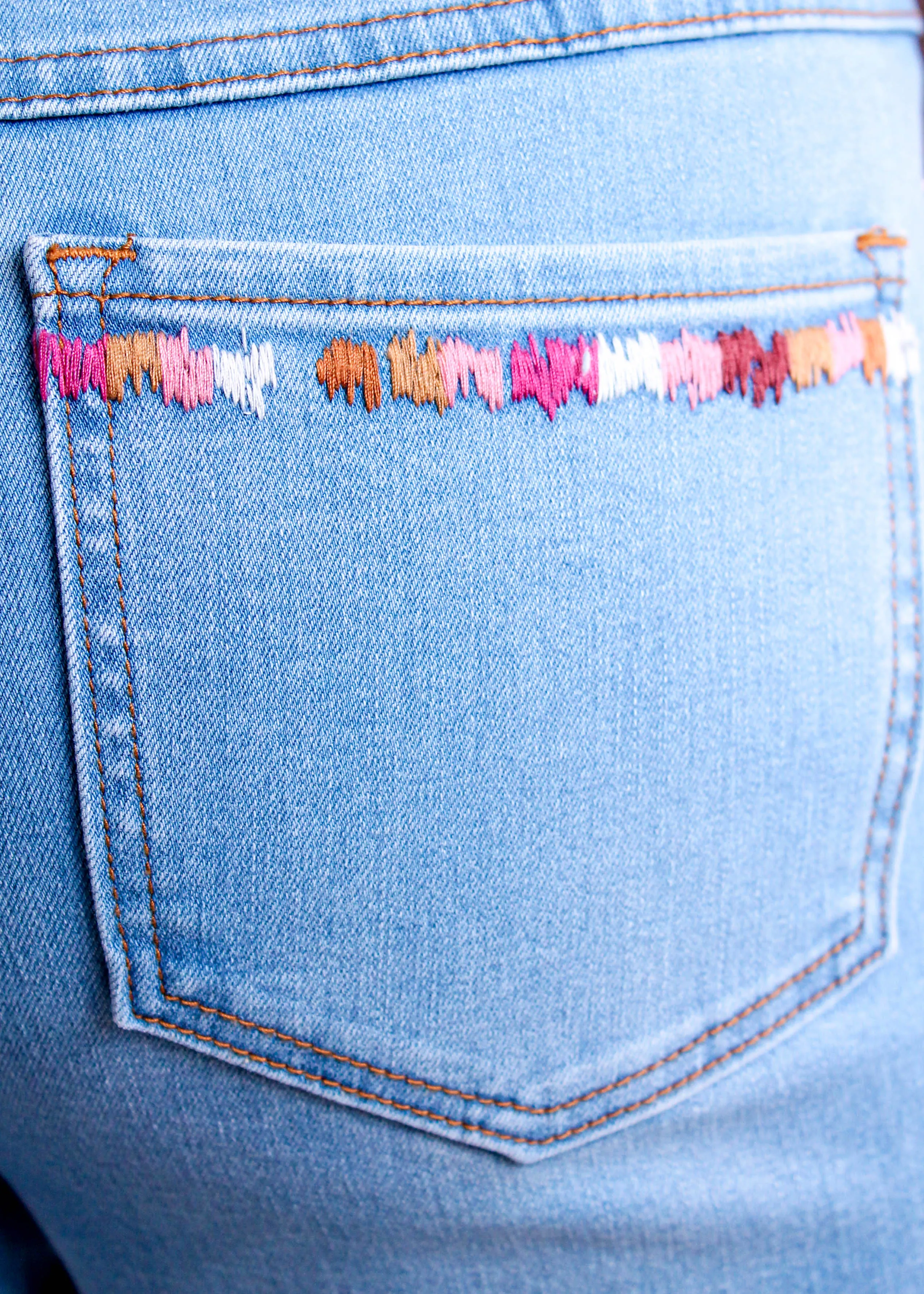 Tribal Sportswear Audrey Pull On Ankle Jean with Embroidery