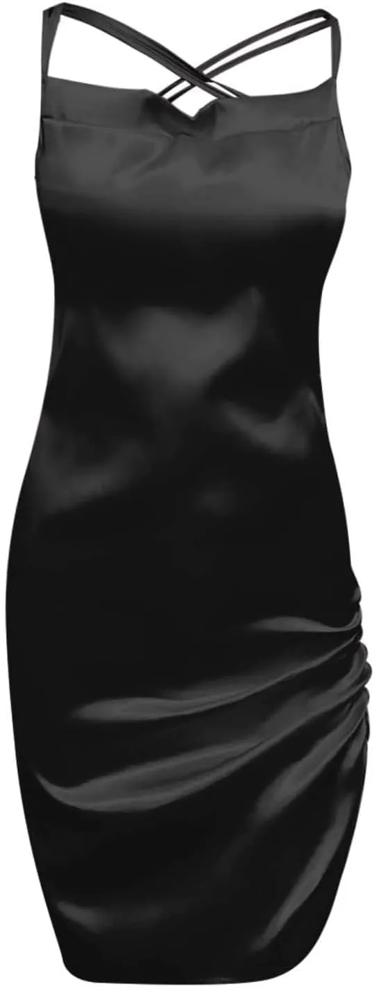 Wedding Guest Dresses for Women V Neck Tie Back Ruffle Hem Mini Dress Short Sleeveless Summer Casual Beach Dress