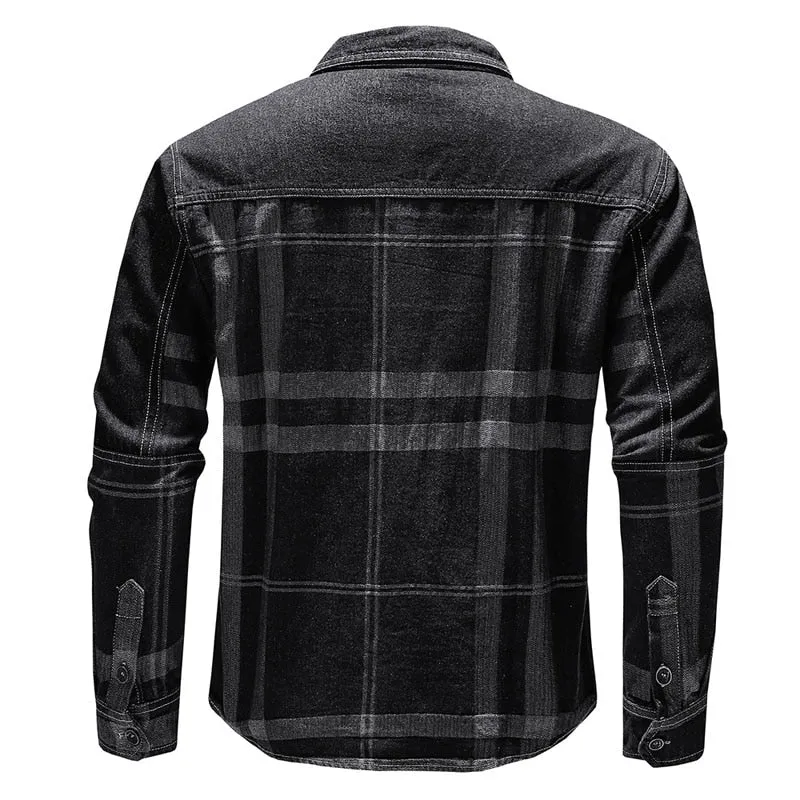 West Louis Denim Cowboy Plaid Jeans Outwear Shirt