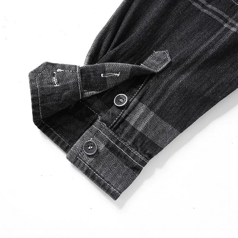 West Louis Denim Cowboy Plaid Jeans Outwear Shirt
