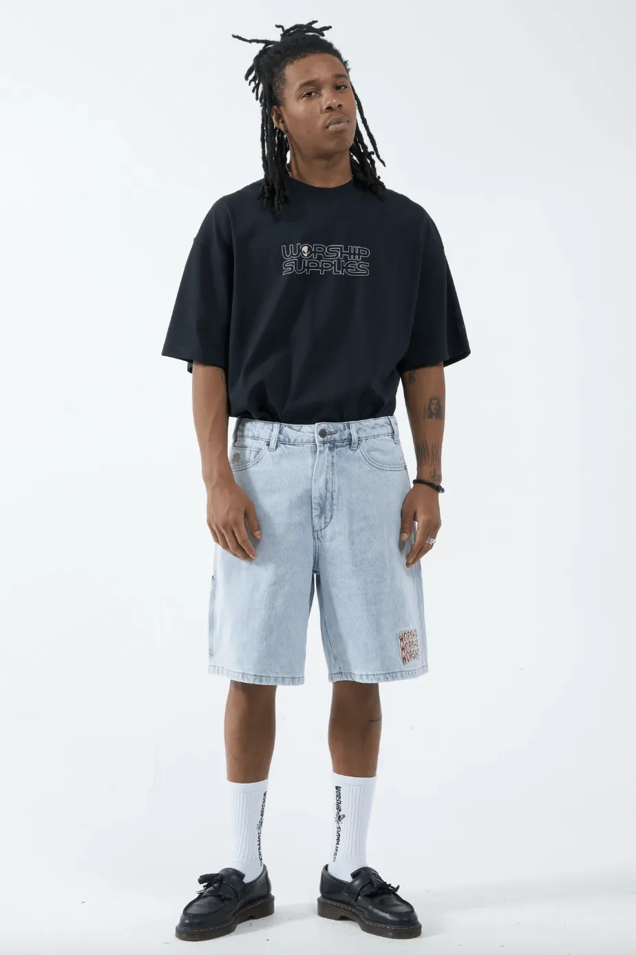 WORSHIP SUPPLIES LOUNGER DENIM SHORT - VANISH BLUE