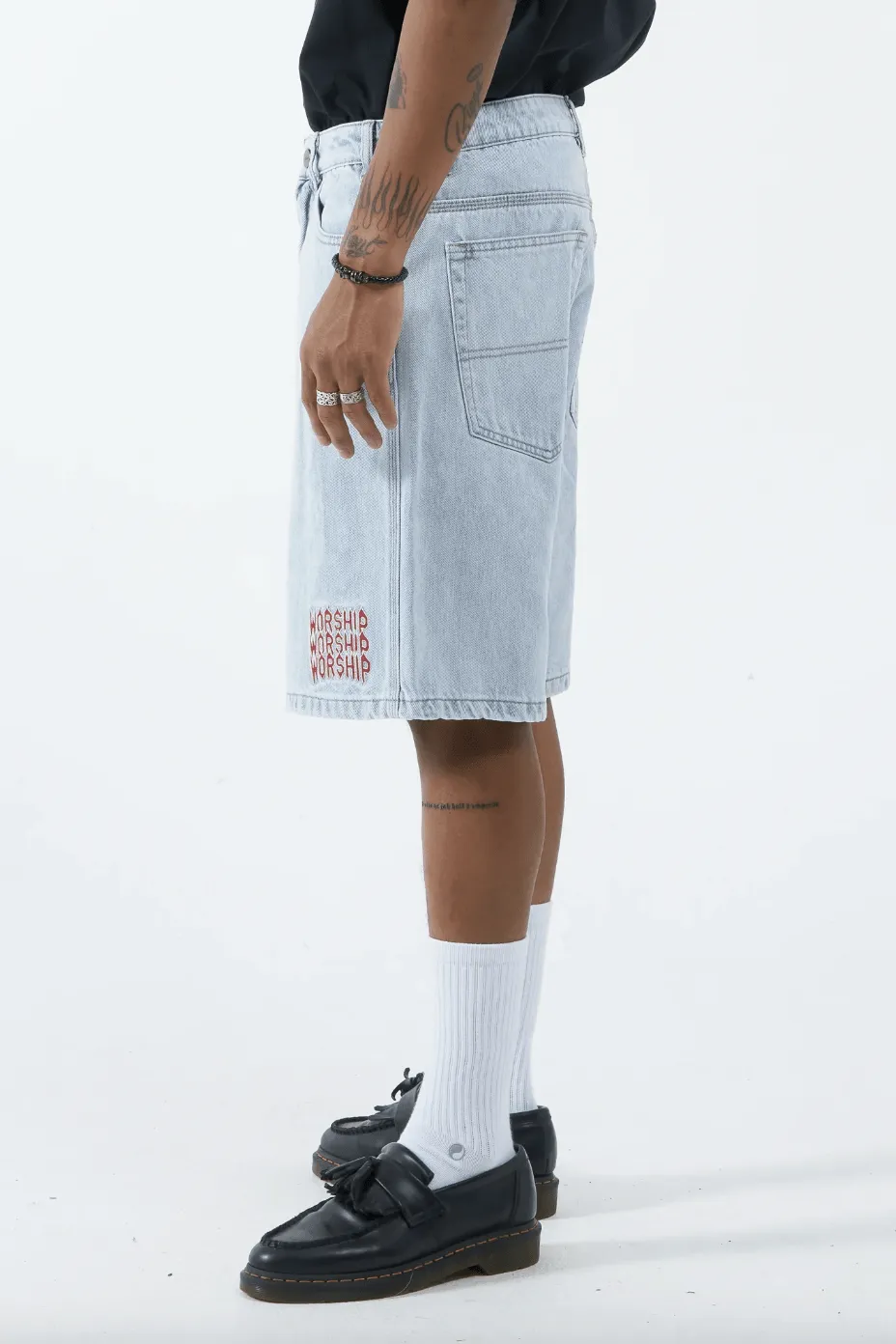 WORSHIP SUPPLIES LOUNGER DENIM SHORT - VANISH BLUE