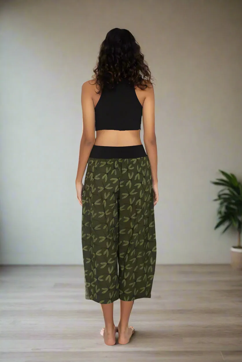 Yoga Pants - Green Dragonfly
